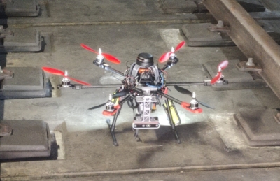 Uno de los drones en la prueba de este jueves